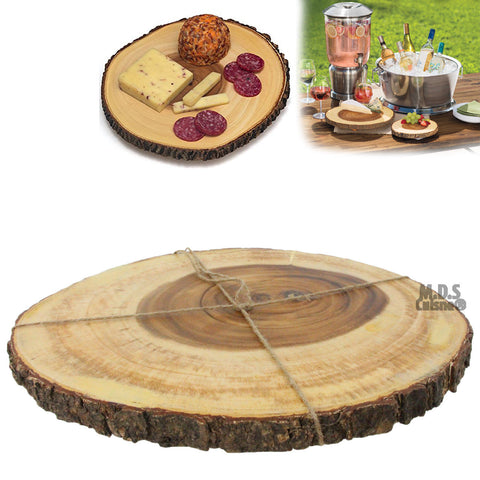 B. Smith Small Acacia Wood appetizer cheese crackers Log Slice Rustic Server