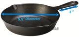 Cast Iron 5.5" Inch Pre Seasoned Fry Pan Skillet Camping Heavy Duty NEW