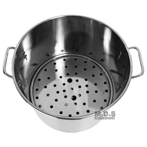 Choice 60 Qt. Standard Weight Aluminum Stock Pot with Steamer Basket and  Cover