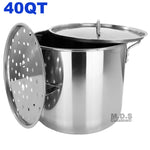 Stock Pot Stainless Steel 40 QT Lid Steamer Big Vaporera Kettle Tamales New 10G