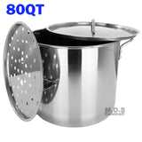 Stock Pot Stainless Steel 80 QT Steamer Brew Vaporera Tamalera For Tamales(20gallons)